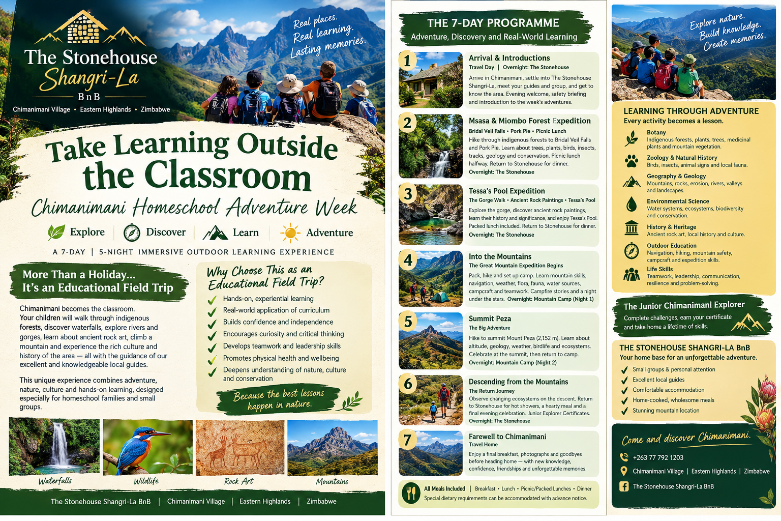 Chimanimani Homeschool Adventure Week programme poster